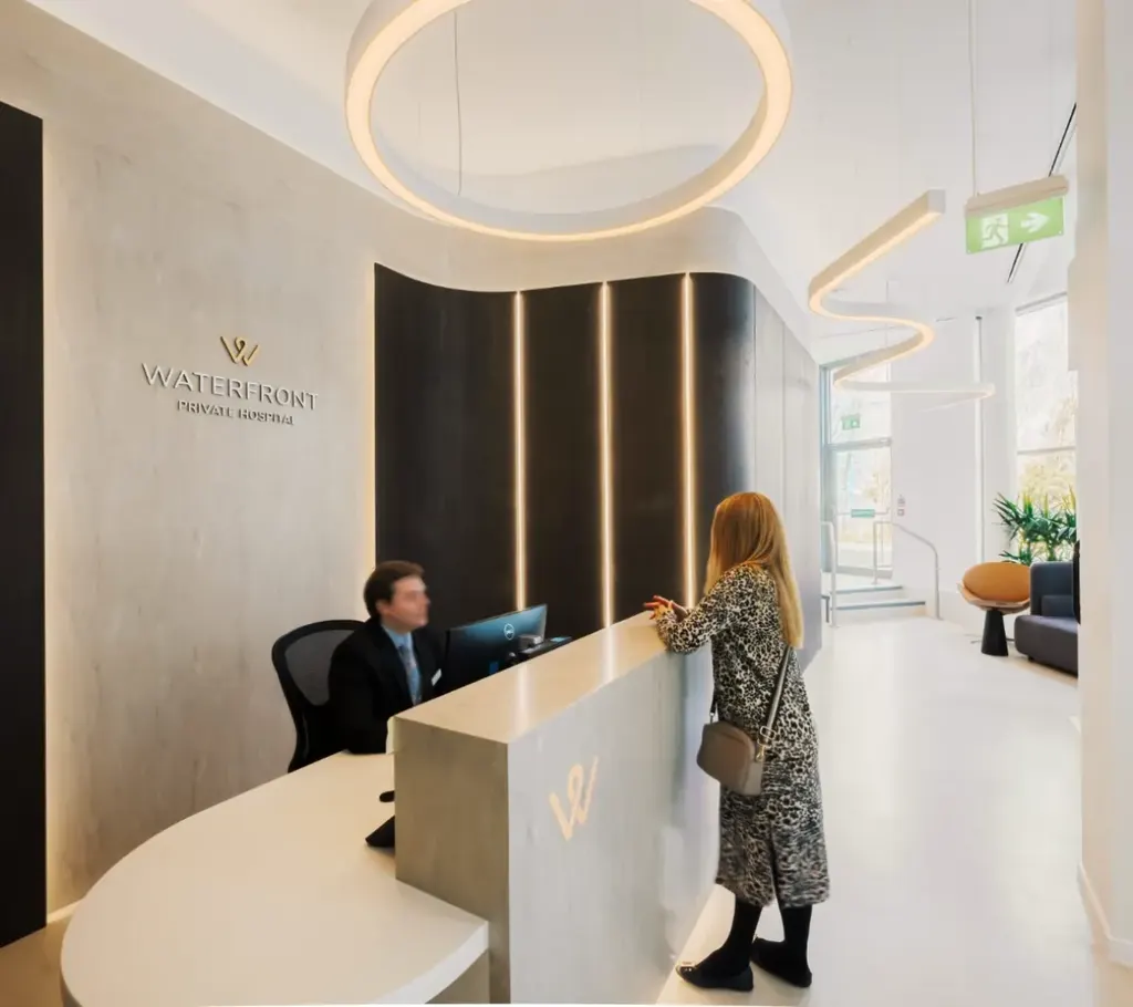 Reception and arrivals area at the Skin Surgeons Edinburgh hospital